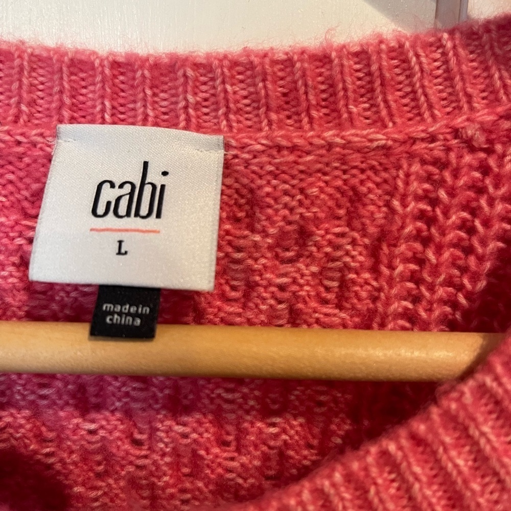CAbi Women's Vibrant Pink Cable Knit Sweater L - Picture 2 of 5